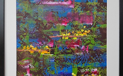 abstract painting inspired by Monet's water garden