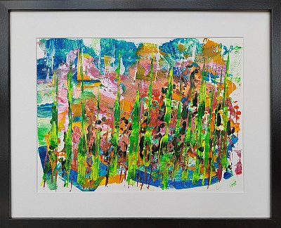 colourful abstract suggesting mediterranean woodland