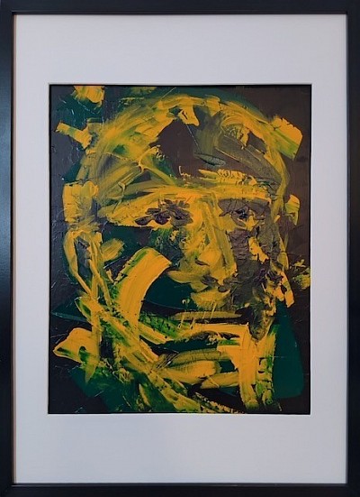 abstract face yellow and green