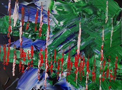 Abstracted forest walk painting