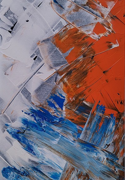 Blue, white and orange abstract