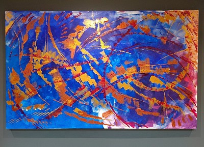 Blue gold and copper abstract